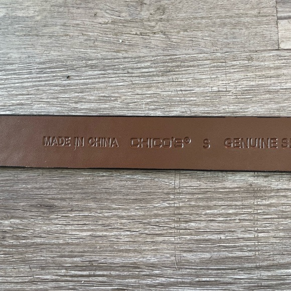 Vintage Chico’s Genuine Split Leather Belt + Gold Tone Stone Embellished Buckle - Picture 13 of 14